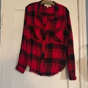 Cloth & Stone Red and Black Checkered Flannel type Shirt